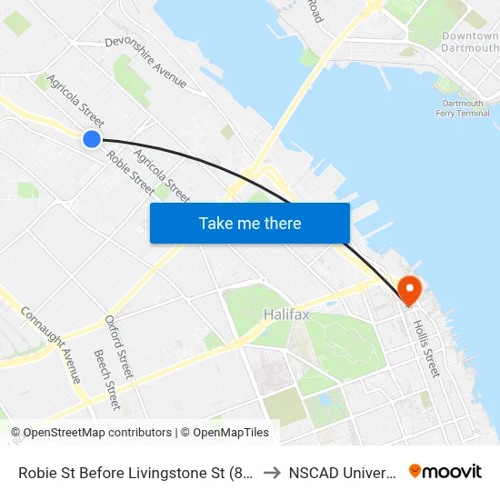 Robie St Before Livingstone St (8209) to NSCAD University map