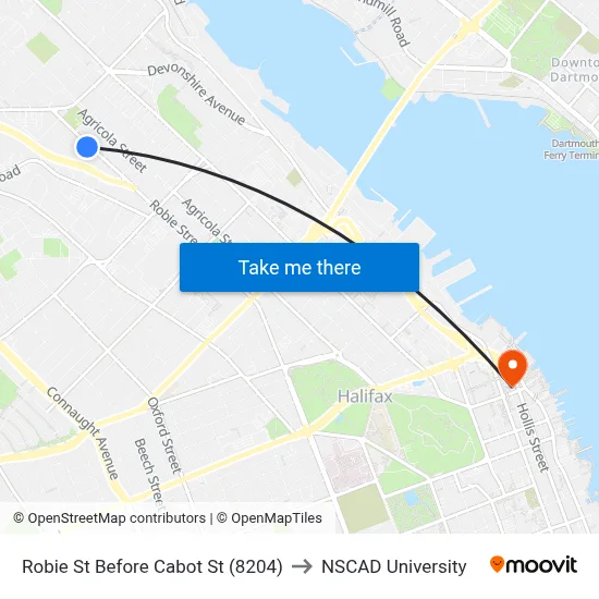 Robie St Before Cabot St (8204) to NSCAD University map