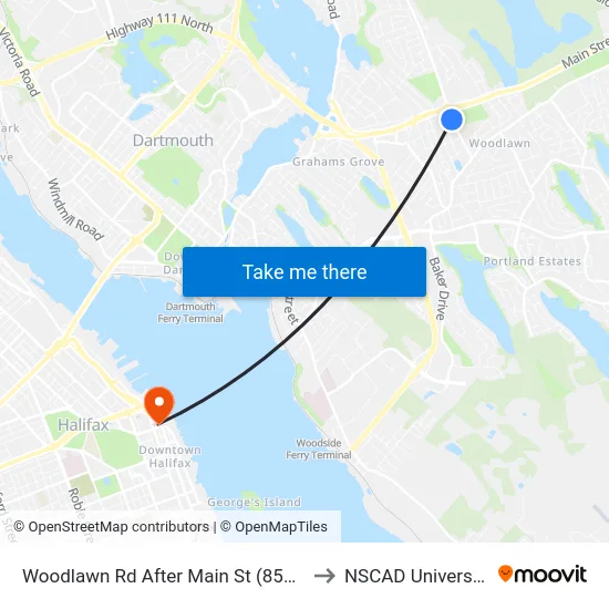 Woodlawn Rd After Main St (8594) to NSCAD University map