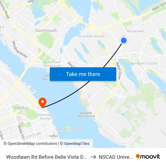 Woodlawn Rd Before Belle Vista Dr (8595) to NSCAD University map