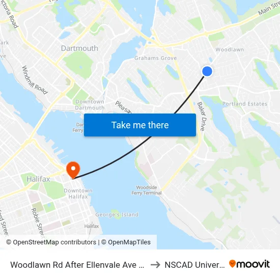 Woodlawn Rd After Ellenvale Ave (8593) to NSCAD University map