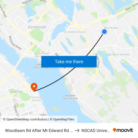 Woodlawn Rd After Mt Edward Rd (8590) to NSCAD University map