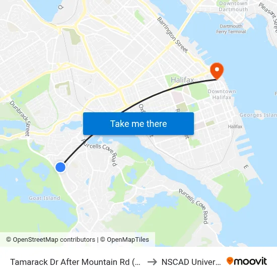 Tamarack Dr After Mountain Rd (8371) to NSCAD University map