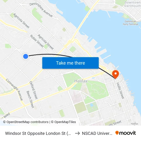 Windsor St Opposite London St (8572) to NSCAD University map