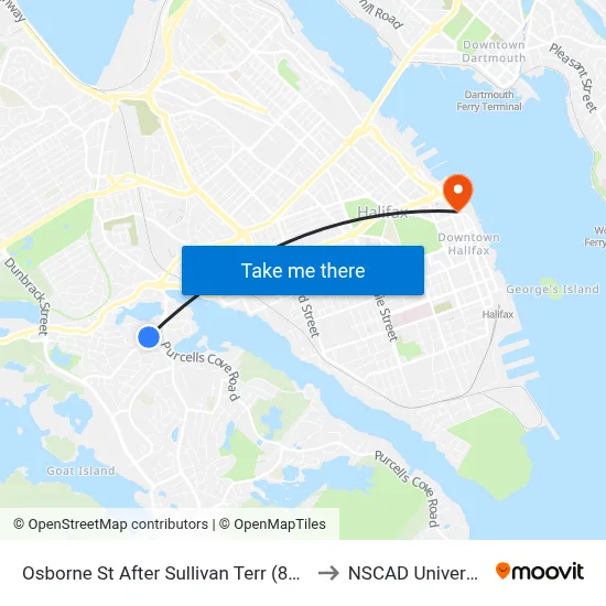 Osborne St After Sullivan Terr (8579) to NSCAD University map
