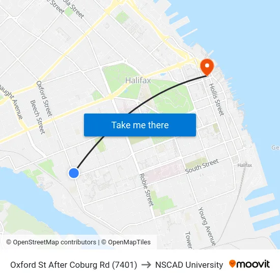 Oxford St After Coburg Rd (7401) to NSCAD University map
