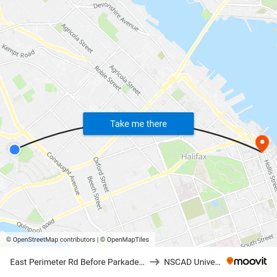 East Perimeter Rd Before Parkade (6620) to NSCAD University map