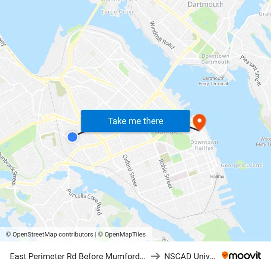 East Perimeter Rd Before Mumford Rd (6621) to NSCAD University map