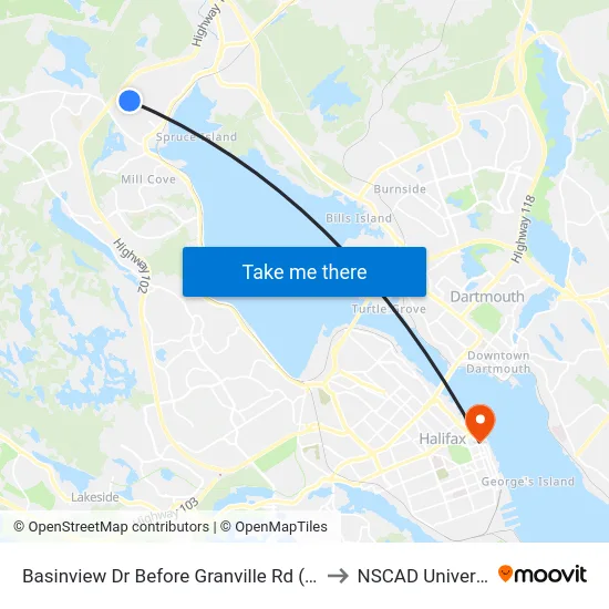 Basinview Dr Before Granville Rd (6137) to NSCAD University map