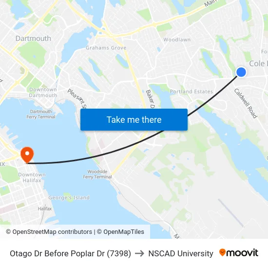 Otago Dr Before Poplar Dr (7398) to NSCAD University map