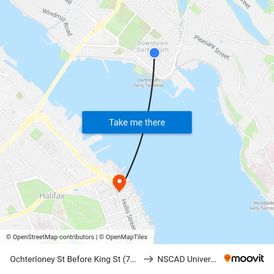 Ochterloney St Before King St (7388) to NSCAD University map