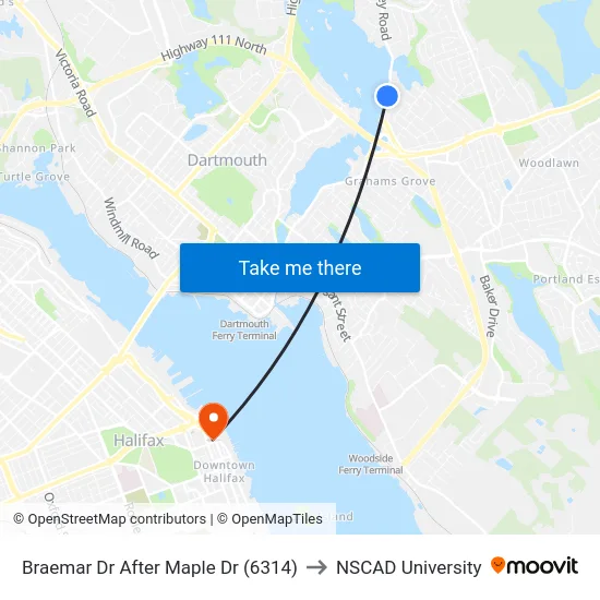 Braemar Dr After Maple Dr (6314) to NSCAD University map