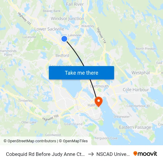 Cobequid Rd Before Judy Anne Ct (6443) to NSCAD University map