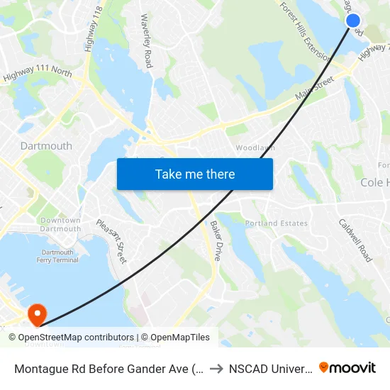 Montague Rd Before Gander Ave (7245) to NSCAD University map