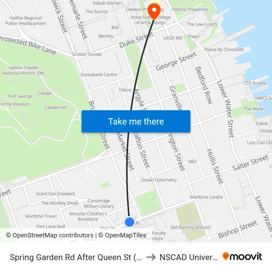 Spring Garden Rd After Queen St (8327) to NSCAD University map