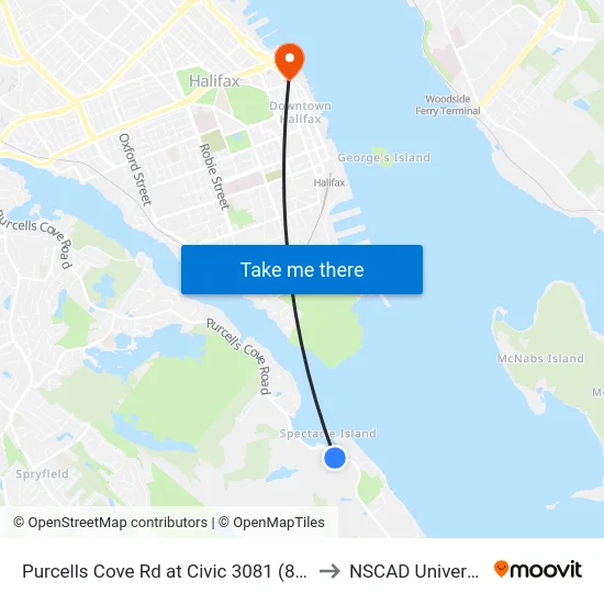 Purcells Cove Rd at Civic 3081 (8106) to NSCAD University map