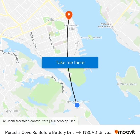 Purcells Cove Rd Before Battery Dr (8109) to NSCAD University map