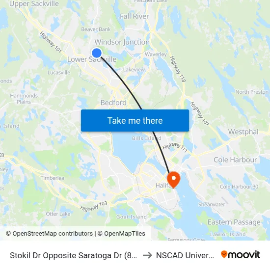 Stokil Dr Opposite Saratoga Dr (8360) to NSCAD University map