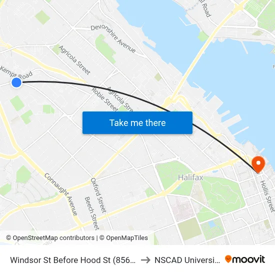 Windsor St Before Hood St (8562) to NSCAD University map