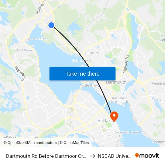 Dartmouth Rd Before Dartmoor Cr (6555) to NSCAD University map