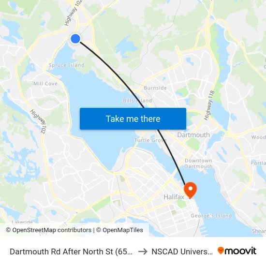 Dartmouth Rd After North St (6553) to NSCAD University map
