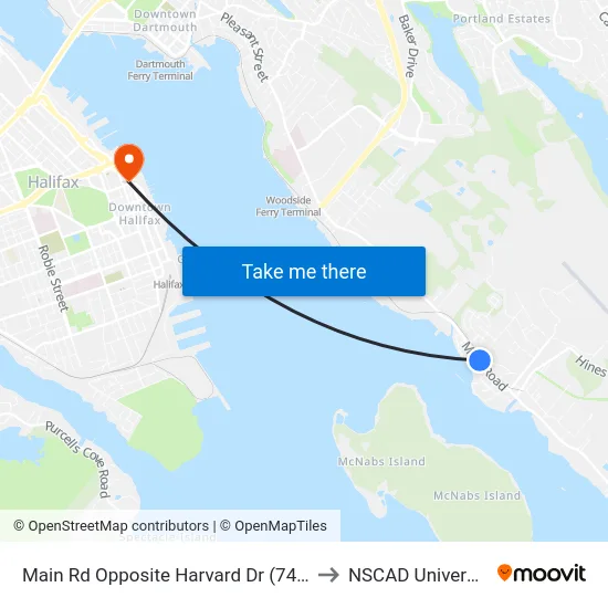 Main Rd Opposite Harvard Dr (7471) to NSCAD University map