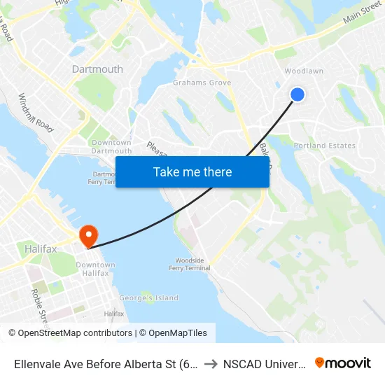 Ellenvale Ave Before Alberta St (6635) to NSCAD University map