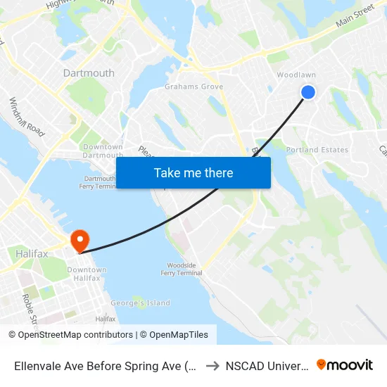 Ellenvale Ave Before Spring Ave (6636) to NSCAD University map