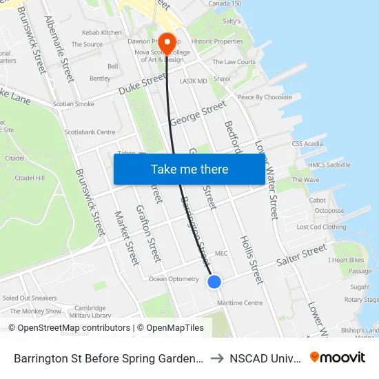 Barrington St Before Spring Garden Rd (6122) to NSCAD University map