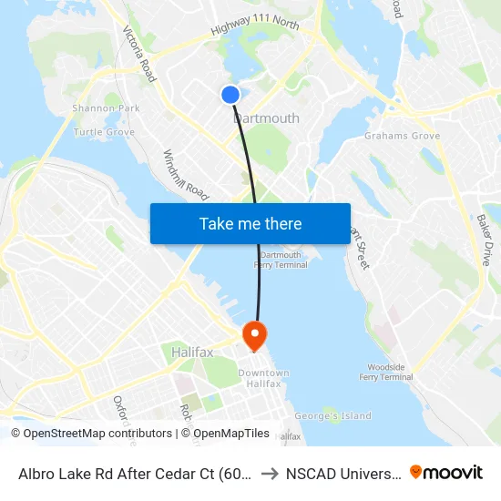 Albro Lake Rd After Cedar Ct (6017) to NSCAD University map