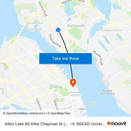 Albro Lake Rd After Chapman St (6018) to NSCAD University map