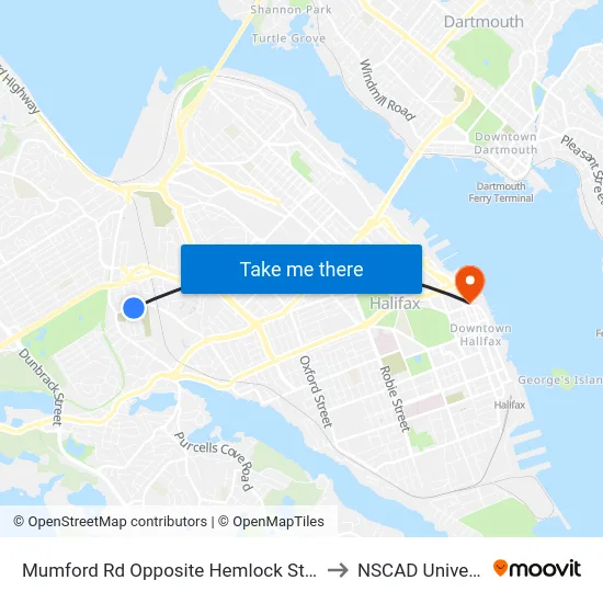 Mumford Rd Opposite Hemlock St (7279) to NSCAD University map