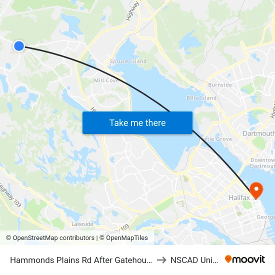 Hammonds Plains Rd After Gatehouse Run (6830) to NSCAD University map
