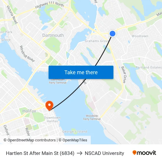 Hartlen St After Main St (6834) to NSCAD University map