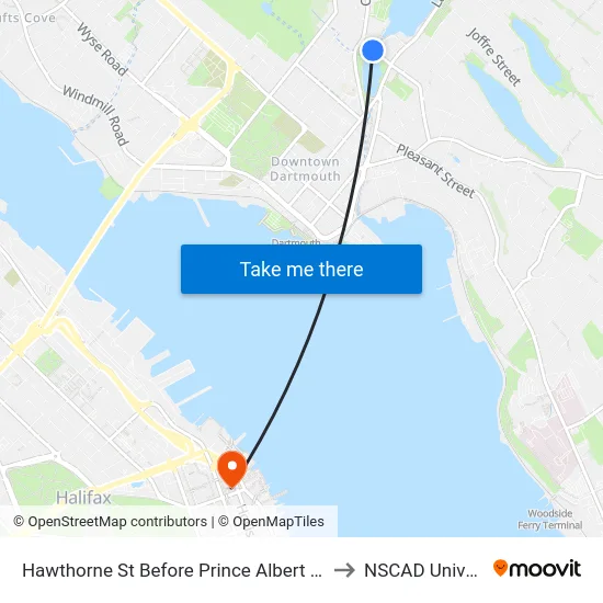 Hawthorne St Before Prince Albert Rd (6839) to NSCAD University map