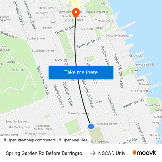 Spring Garden Rd Before Barrington St (8338) to NSCAD University map