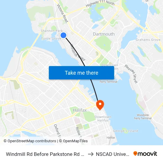 Windmill Rd Before Parkstone Rd (8541) to NSCAD University map
