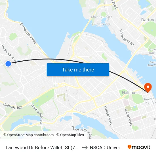 Lacewood Dr Before Willett St (7082) to NSCAD University map