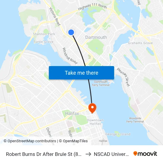 Robert Burns Dr After Brule St (8176) to NSCAD University map