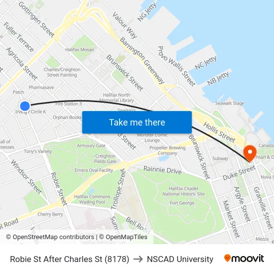 Robie St After Charles St (8178) to NSCAD University map