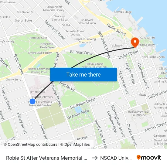Robie St After Veterans Memorial Ln (8179) to NSCAD University map