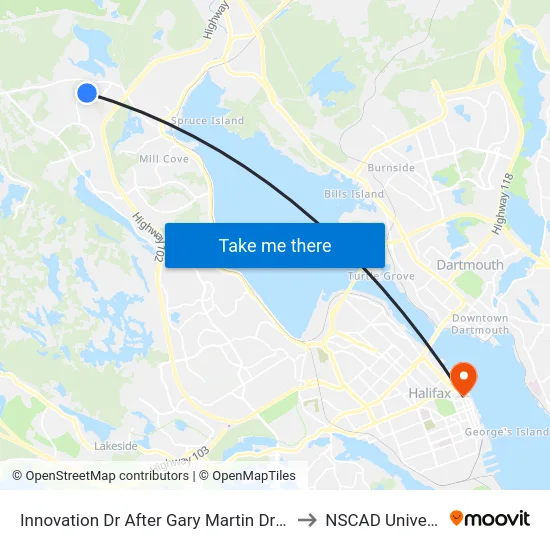 Innovation Dr After Gary Martin Dr (6549) to NSCAD University map