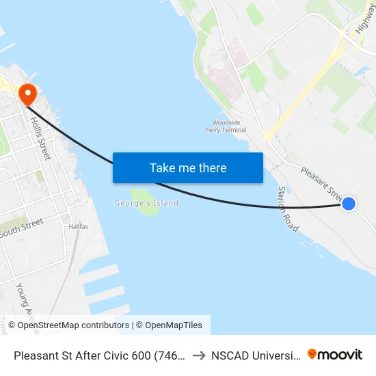 Pleasant St After Civic 600 (7469) to NSCAD University map