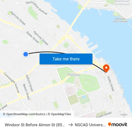 Windsor St Before Almon St (8557) to NSCAD University map