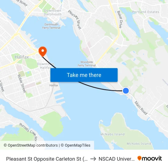 Pleasant St Opposite Carleton St (8004) to NSCAD University map