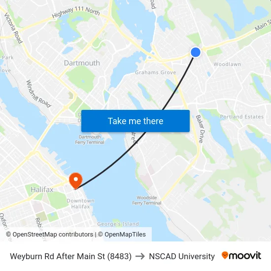 Weyburn Rd After Main St (8483) to NSCAD University map