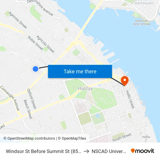 Windsor St Before Summit St (8569) to NSCAD University map