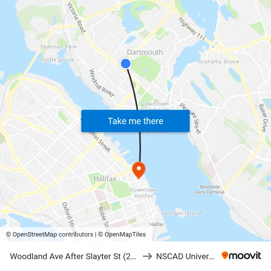 Woodland Ave After Slayter St (2306) to NSCAD University map