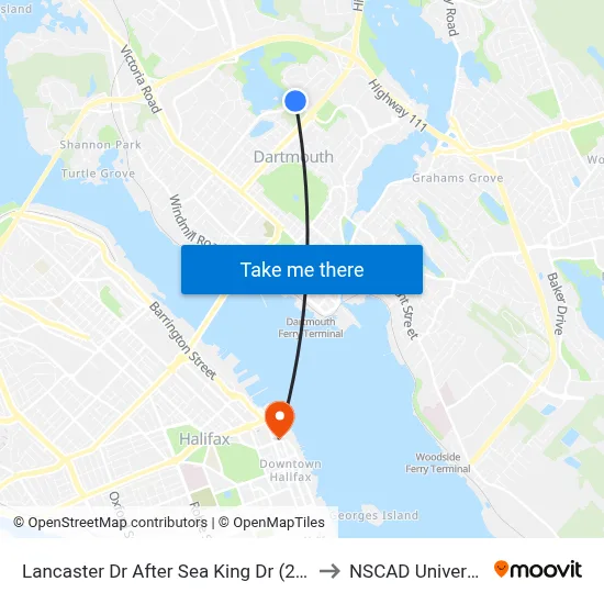 Lancaster Dr After Sea King Dr (2323) to NSCAD University map