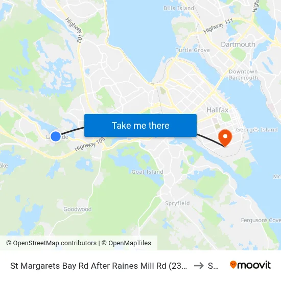 St Margarets Bay Rd After Raines Mill Rd (2328) to SMU map